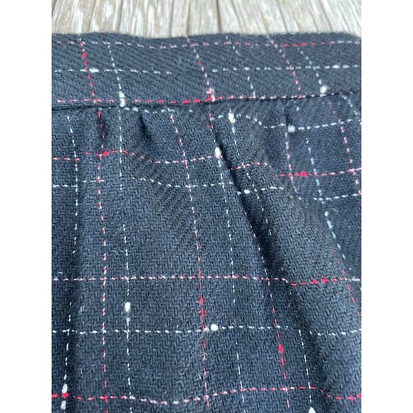Vintage 1980s Black abstract Plaid Wool Blend Skirt - Picture 7 of 10